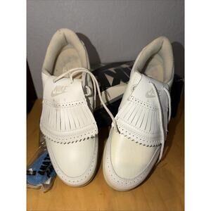 VTG Nike Golf Shoes Leather Fringe Flaps Metal Spikes White Women 8.5 Preowned